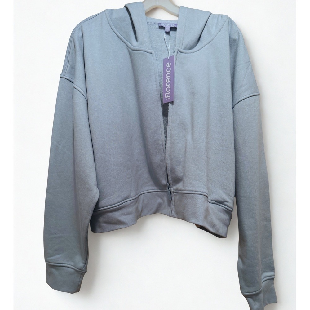NWT iFlorence Light Blue Cropped Zip Up Hoodie Women's Plus Size 2XL